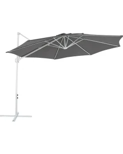 Online Beliani Ombrellone a sbalzo 295 cm SAVONA II Grigio scuro Bianco Grigio