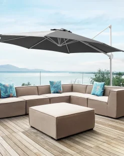 Online Beliani Ombrellone a sbalzo 295 cm SAVONA II Grigio scuro Bianco Grigio