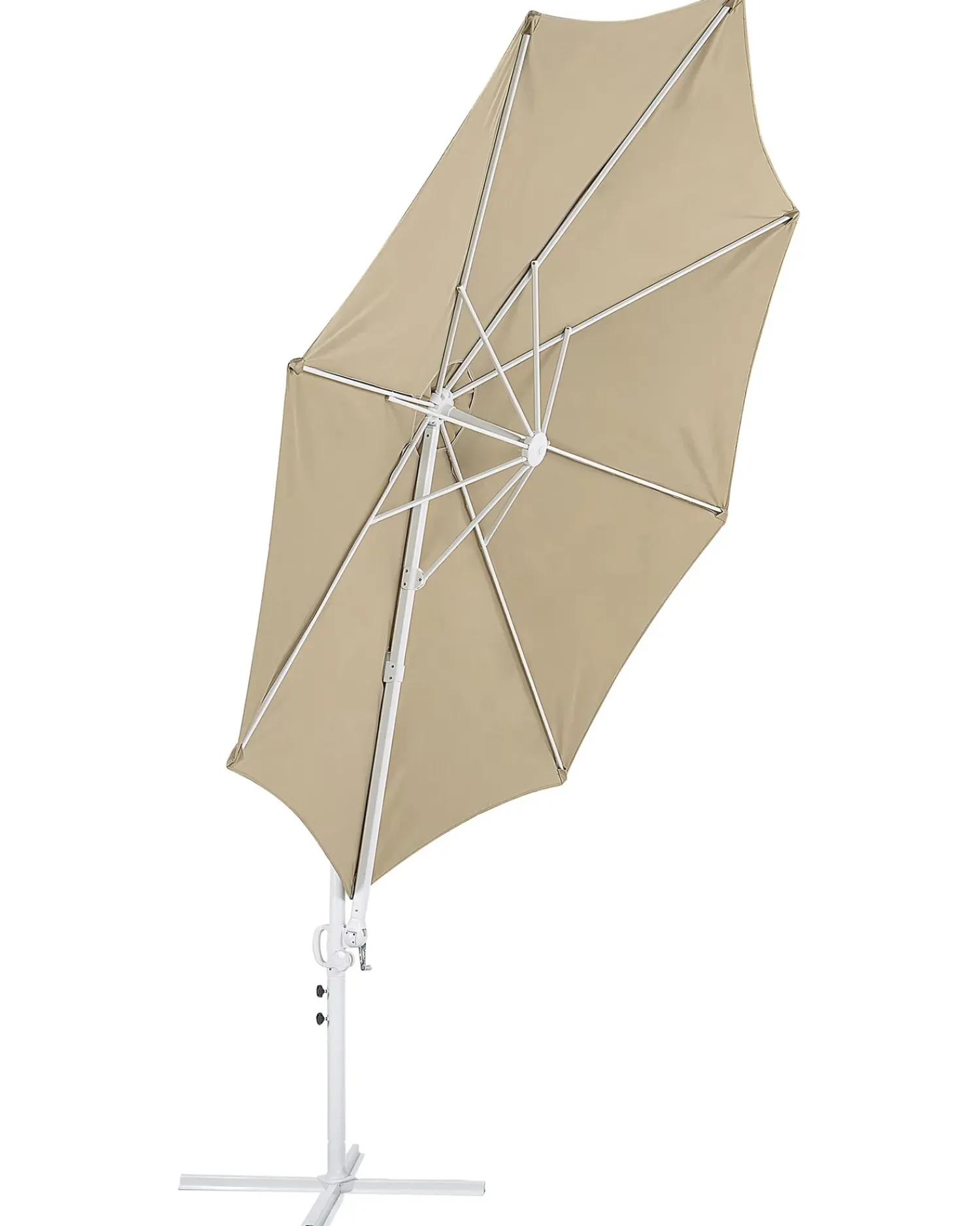 Outlet Beliani Ombrellone a sbalzo 295 cm SAVONA II Tortora Bianco Beige