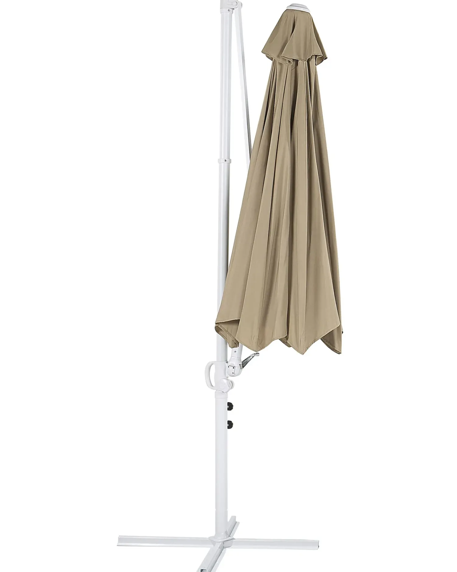 Outlet Beliani Ombrellone a sbalzo 295 cm SAVONA II Tortora Bianco Beige
