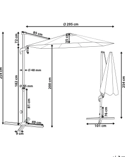 Outlet Beliani Ombrellone a sbalzo 295 cm SAVONA II Tortora Bianco Beige