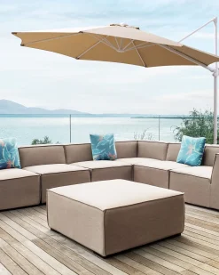 Outlet Beliani Ombrellone a sbalzo 295 cm SAVONA II Tortora Bianco Beige