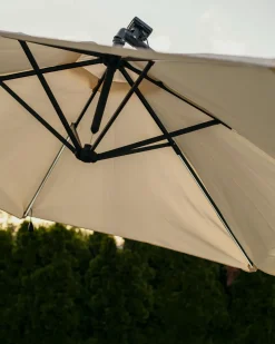 Clearance Beliani Ombrellone a sbalzo LED 285 cm CORVAL Beige Beige Grigio