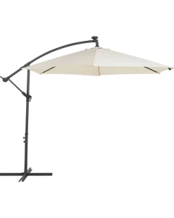Clearance Beliani Ombrellone a sbalzo LED 285 cm CORVAL Beige Beige Grigio