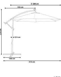Clearance Beliani Ombrellone a sbalzo LED 285 cm CORVAL Beige Beige Grigio