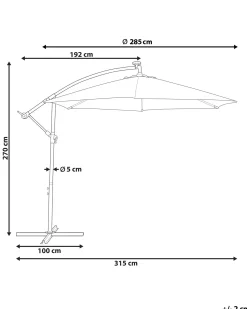 Hot Beliani Ombrellone a sbalzo LED 285 cm CORVAL grafite Grigio
