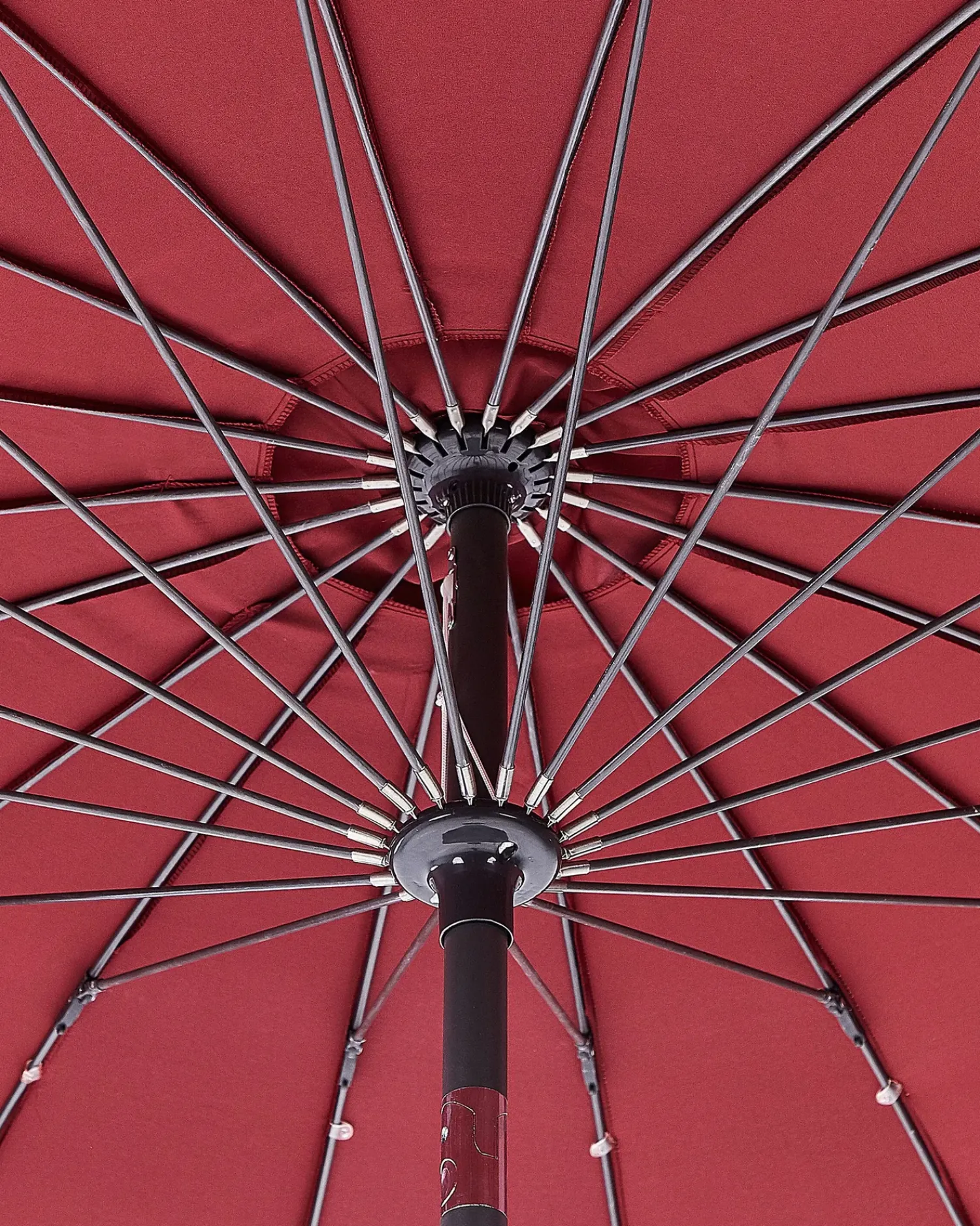 New Beliani Ombrellone da esterno 255 cm BAIA Rosso scuro Rosso Nero