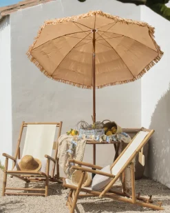 Beliani Ombrellone da esterno 175 cm CIVETTA Naturale Marrone Naturale