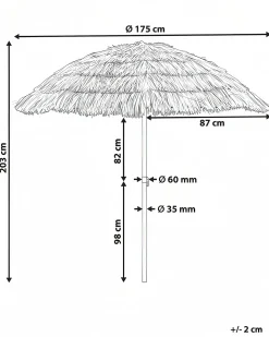 Beliani Ombrellone da esterno 175 cm CIVETTA Naturale Marrone Naturale