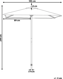 New Beliani Ombrellone da esterno 195 cm FLAMENCO scuro Grigio