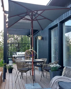 New Beliani Ombrellone da esterno 195 cm FLAMENCO scuro Grigio