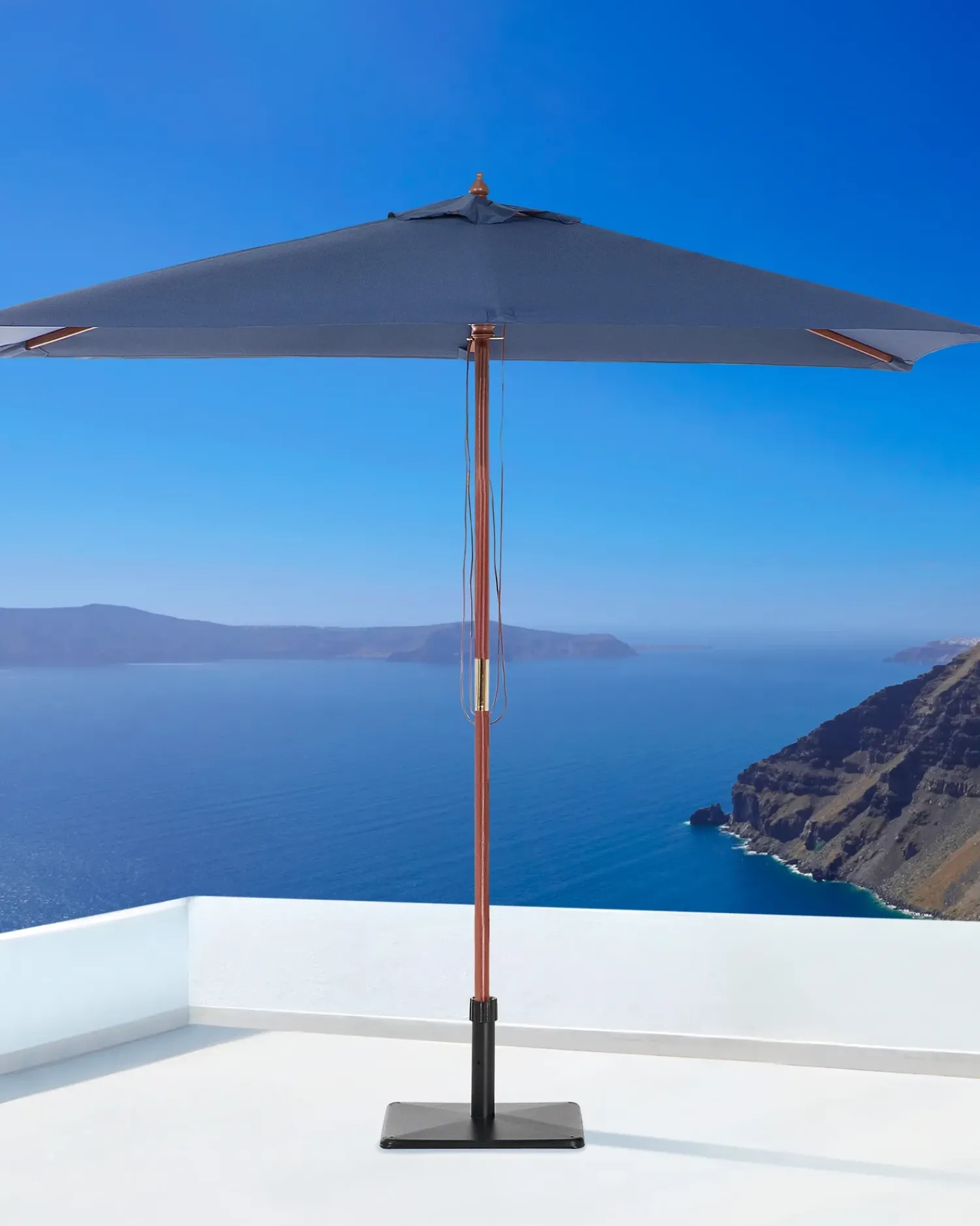 Sale Beliani Ombrellone da esterno 195 cm FLAMENCO Blu marino Marrone Blu