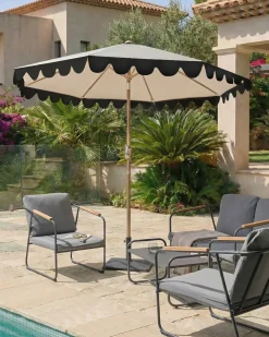 Best Beliani Ombrellone da esterno 270 cm ISOLOTTO Beige Beige Marrone Nero