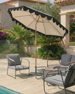 Best Beliani Ombrellone da esterno 270 cm ISOLOTTO Beige Beige Marrone Nero