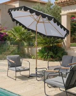Clearance Beliani Ombrellone da esterno 270 cm ISOLOTTO Grigio Grigio Marrone Nero