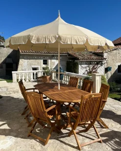 Clearance Beliani Ombrellone da esterno 245 cm MINOA Beige Beige Bianco
