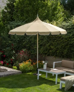 Clearance Beliani Ombrellone da esterno 245 cm MINOA Beige Beige Bianco