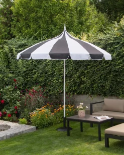 Best Beliani Ombrellone da esterno 245 cm MINOA Nero/Bianco Bianco Nero
