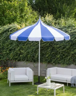Beliani Ombrellone da esterno 245 cm MINOA Bianco/Blu Bianco Blu