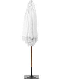 Beliani Ombrellone da esterno 258 cm MURASA Bianco Bianco Marrone
