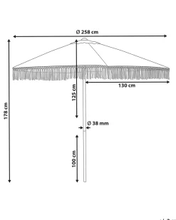 Beliani Ombrellone da esterno 258 cm MURASA Bianco Bianco Marrone