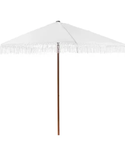 Beliani Ombrellone da esterno 258 cm MURASA Bianco Bianco Marrone