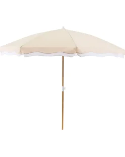 Outlet Beliani Ombrellone da esterno 232 cm SESTRIERE Beige Bianco Beige Marrone