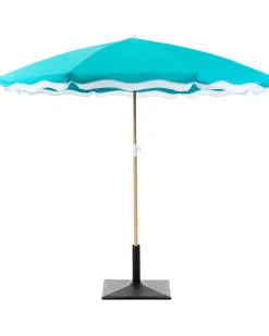 Sale Beliani Ombrellone da esterno 232 cm SESTRIERE Turchese Bianco Blu Marrone
