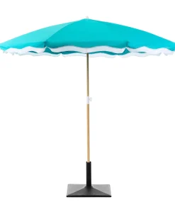 Sale Beliani Ombrellone da esterno 232 cm SESTRIERE Turchese Bianco Blu Marrone