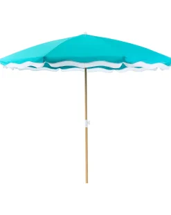Sale Beliani Ombrellone da esterno 232 cm SESTRIERE Turchese Bianco Blu Marrone
