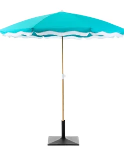 Sale Beliani Ombrellone da esterno 232 cm SESTRIERE Turchese Bianco Blu Marrone