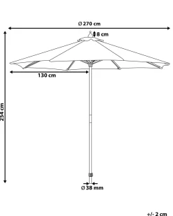 New Beliani Ombrellone da esterno 270 cm TOSCANA Grigio scuro Grigio Marrone Oro