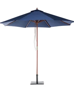 Clearance Beliani Ombrellone da esterno 270 cm TOSCANA Blu marino Blu Marrone Oro