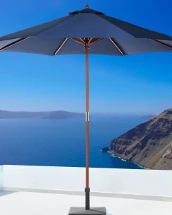 Clearance Beliani Ombrellone da esterno 270 cm TOSCANA Blu marino Blu Marrone Oro