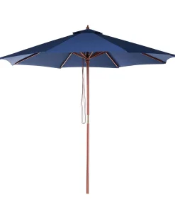 Clearance Beliani Ombrellone da esterno 270 cm TOSCANA Blu marino Blu Marrone Oro