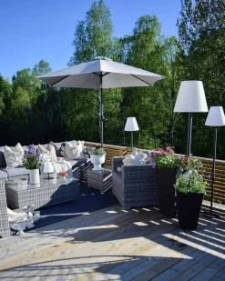 Best Beliani Ombrellone da esterno 270 cm VARESE scuro Grigio