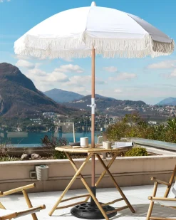 Online Beliani Ombrellone da giardino 150 cm MONDELLO Bianco Bianco Marrone