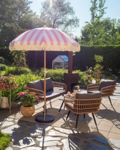 Online Beliani Ombrellone da giardino 150 cm MONDELLO Rosa Bianco Rosa Marrone