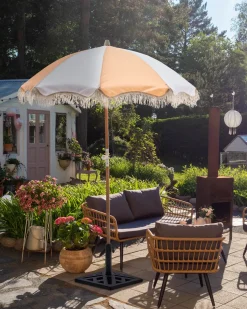 Online Beliani Ombrellone da giardino 155 cm MONDELLO Arancione Bianco Arancione