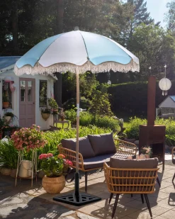 Hot Beliani Ombrellone da giardino 155 cm MONDELLO Azzurro Bianco Blu