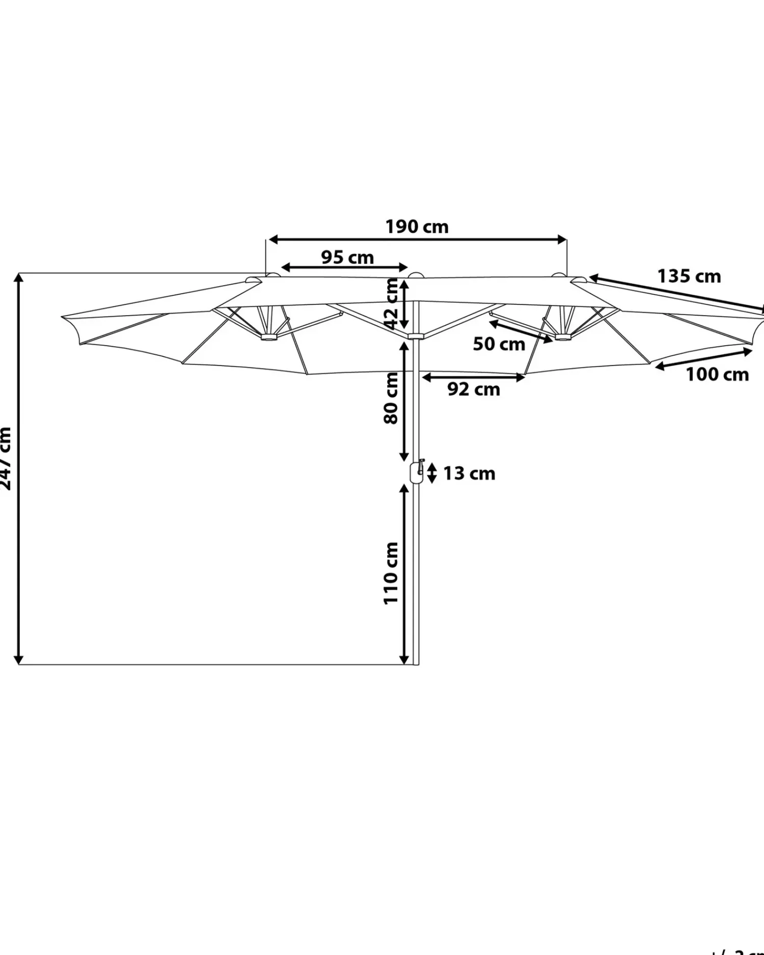 Online Beliani Ombrellone da giardino 460 cm SIBILLA Grigio
