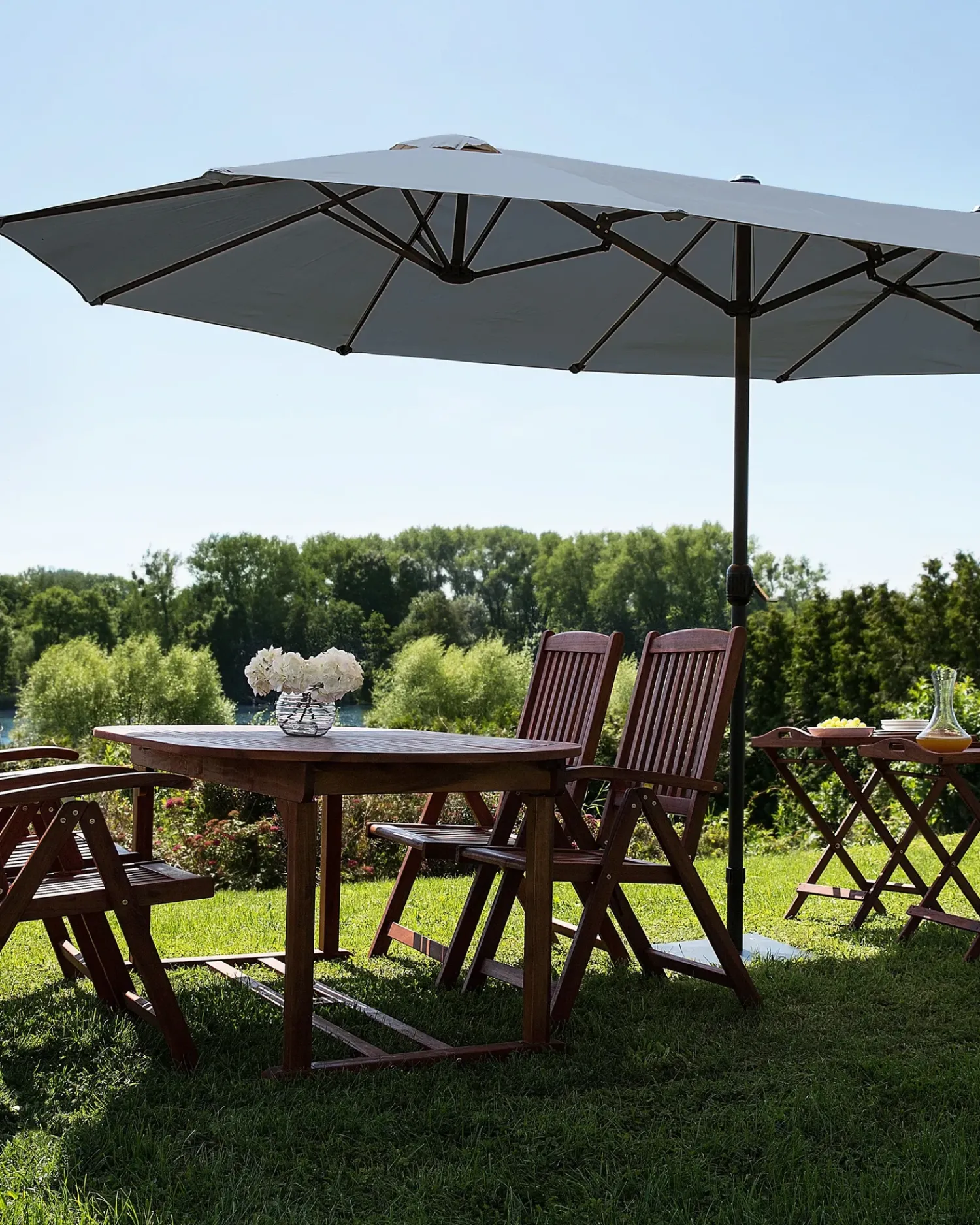 Online Beliani Ombrellone da giardino 460 cm SIBILLA Grigio