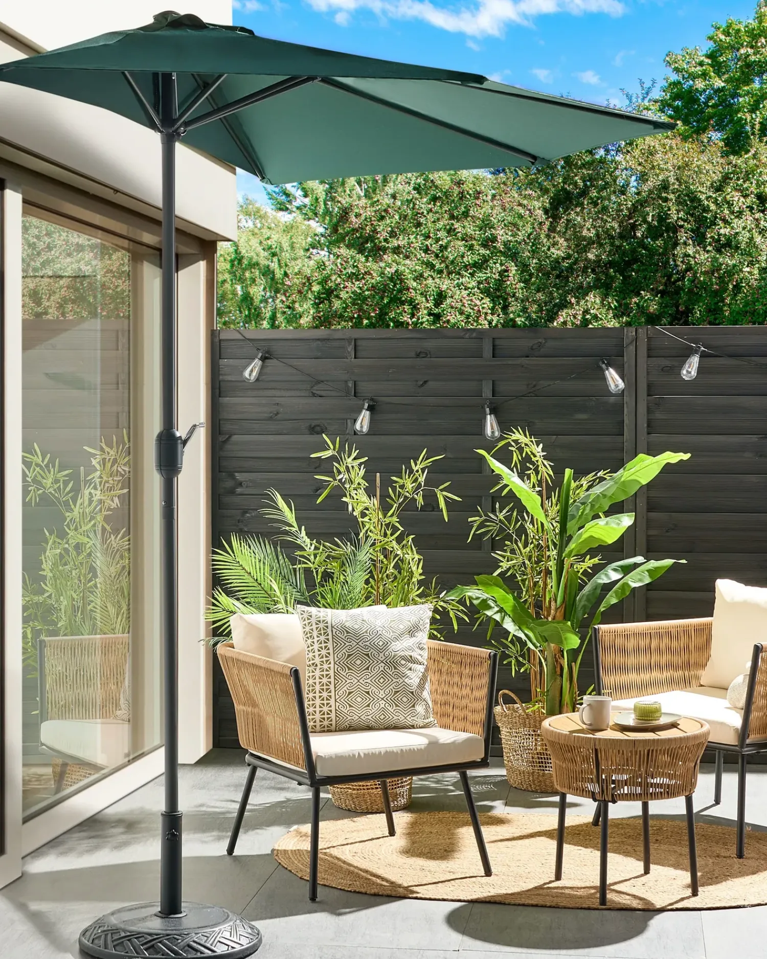 Hot Beliani Ombrellone Semicircolare 270 cm GALATI Verde Verde Nero