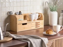 Clearance Beliani Organizer da cucina FOUGASSE Bambù chiaro Marrone
