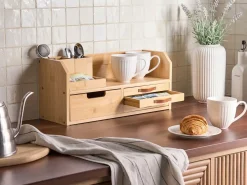Clearance Beliani Organizer da cucina FOUGASSE Bambù chiaro Marrone