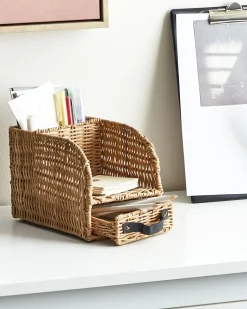 Discount Beliani Organizer MALPELO Rattan Naturale Naturale Marrone