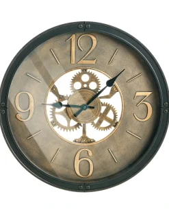 Beliani Orologio da parete ALBACETE 50 cm Nero Marrone Nero