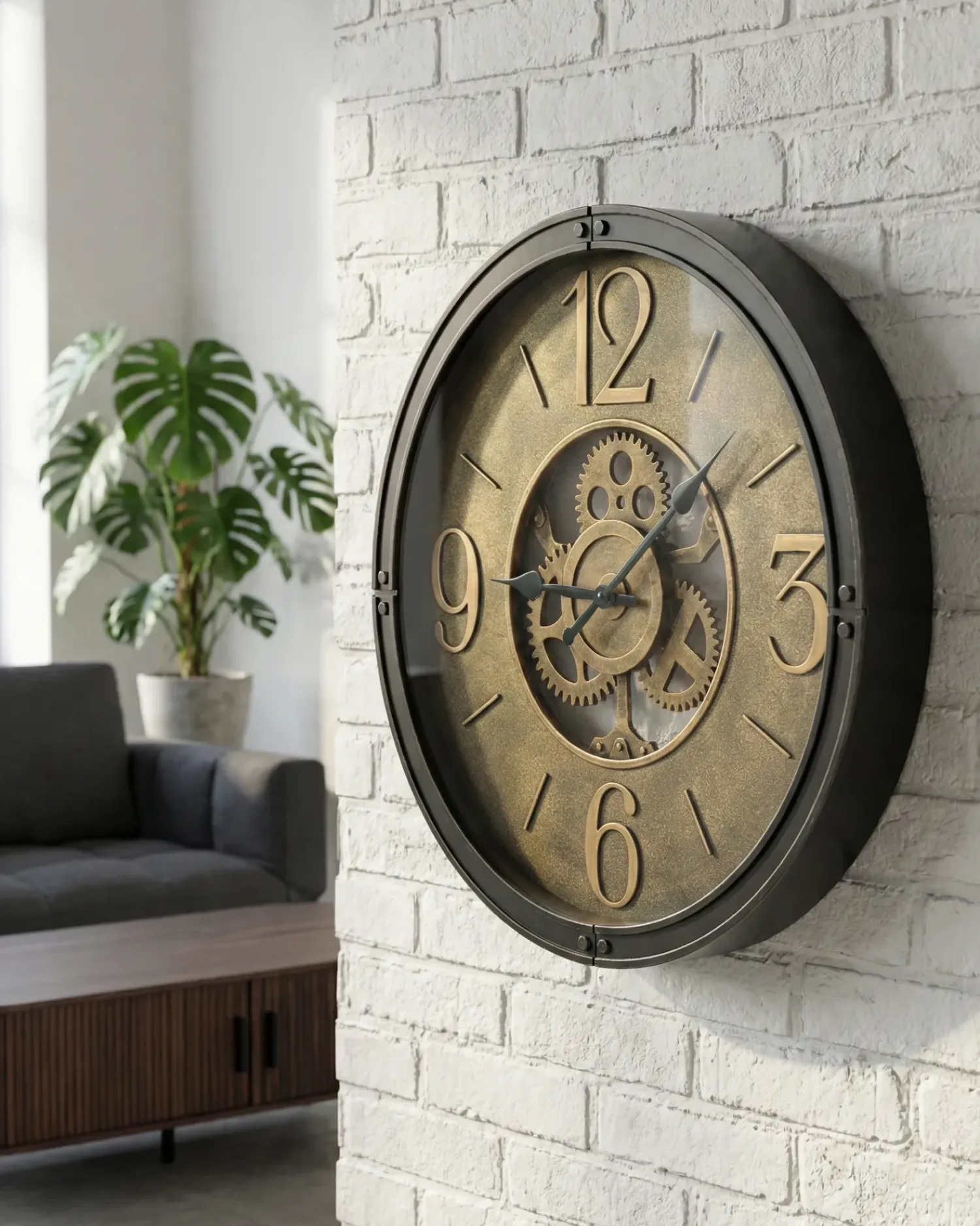 Beliani Orologio da parete ALBACETE 50 cm Nero Marrone Nero