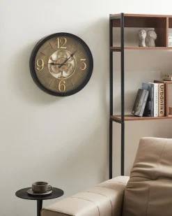 Beliani Orologio da parete ALBACETE 50 cm Nero Marrone Nero