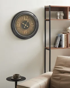 Best Beliani Orologio da parete ALBOI 55 cm Nero Oro Nero